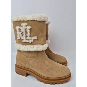 Ralph Lauren Women's Carter Spill-Seam Lug Cold-Weather Shearling Boots Size 8